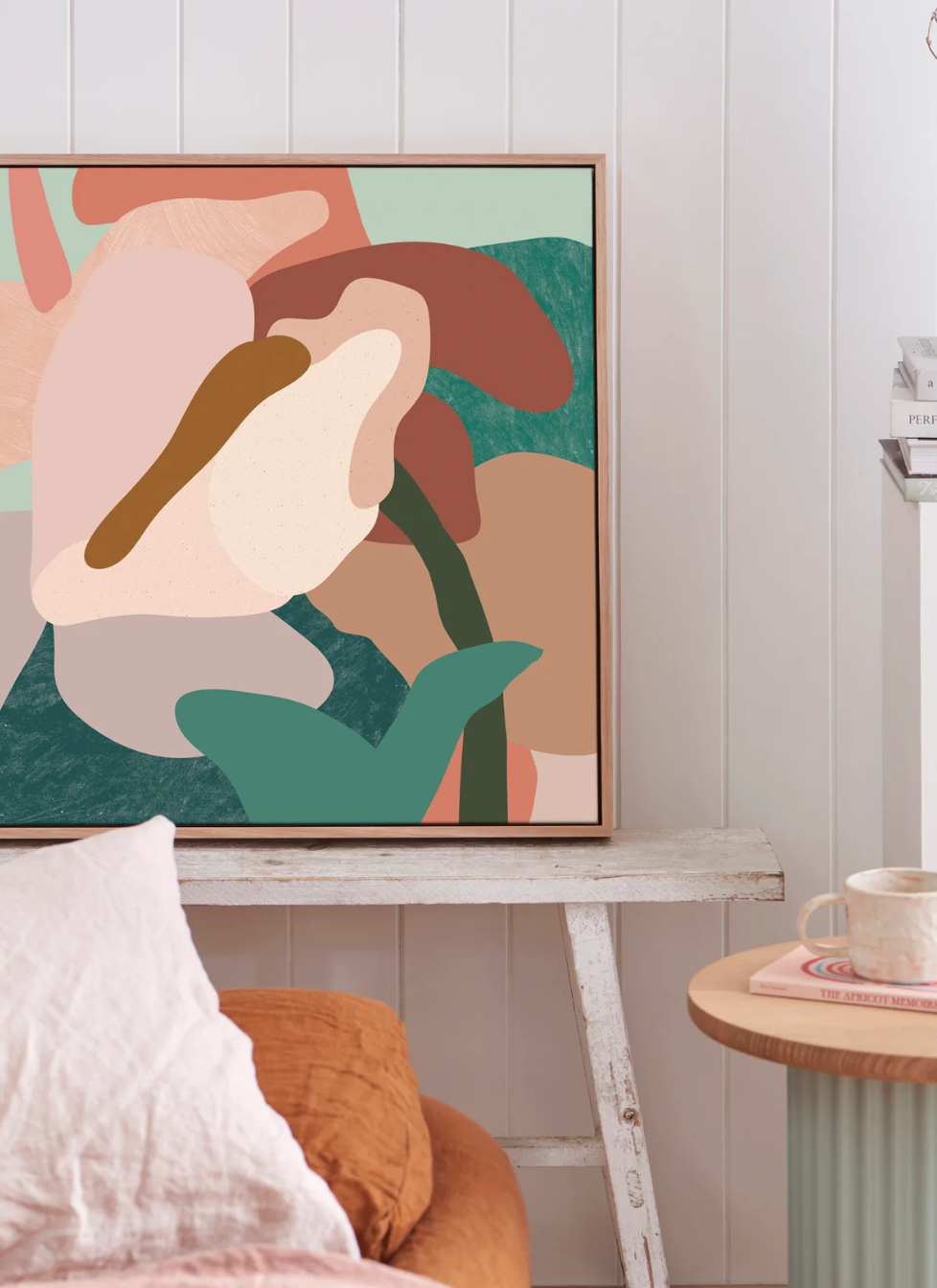 Anthurium II: Wall art canvas, professionally framed in engineered wood, easy installation.