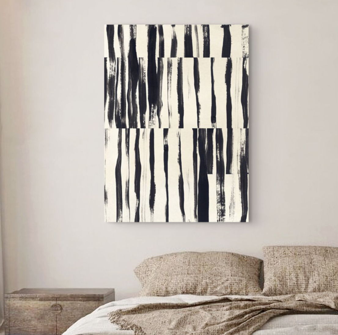 Modern abstract art print, Minimalist I, grayscale canvas, industrial style wall art.