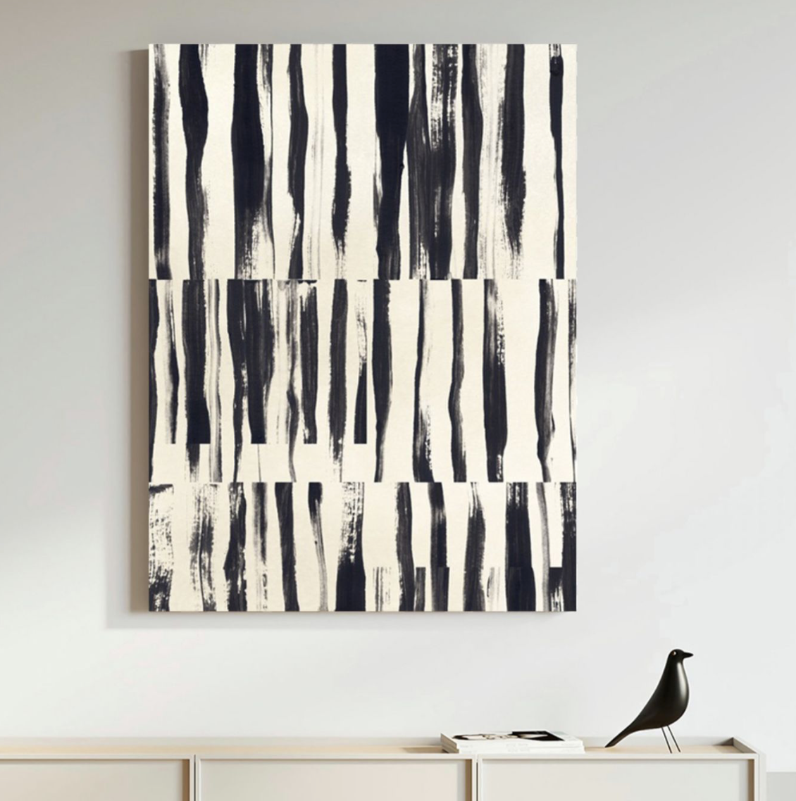Minimalist black white art, Minimalist II, gallery wrapped canvas, Scandinavian design.