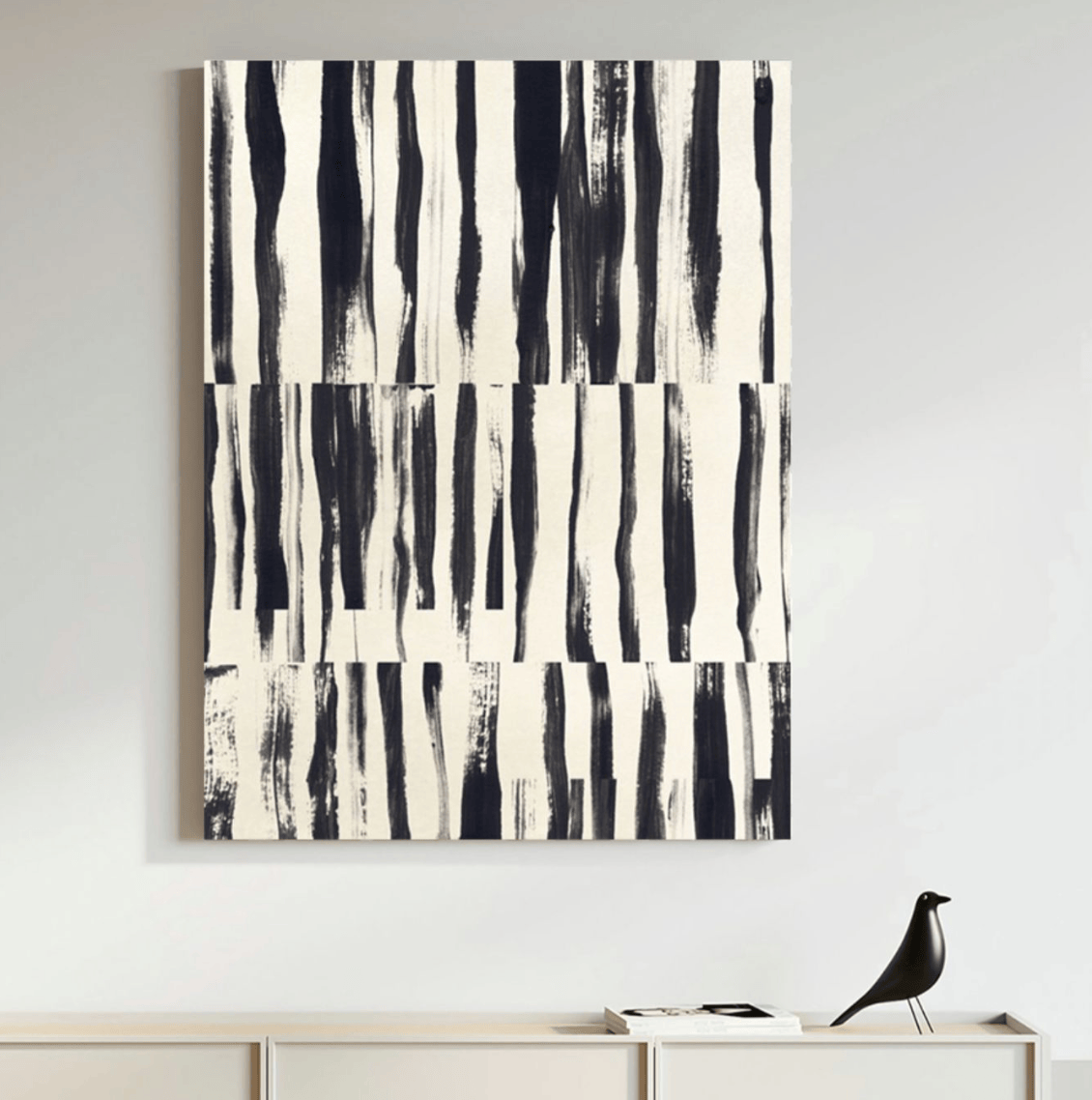 Minimalist black white art, Minimalist II, gallery wrapped canvas, Scandinavian design.