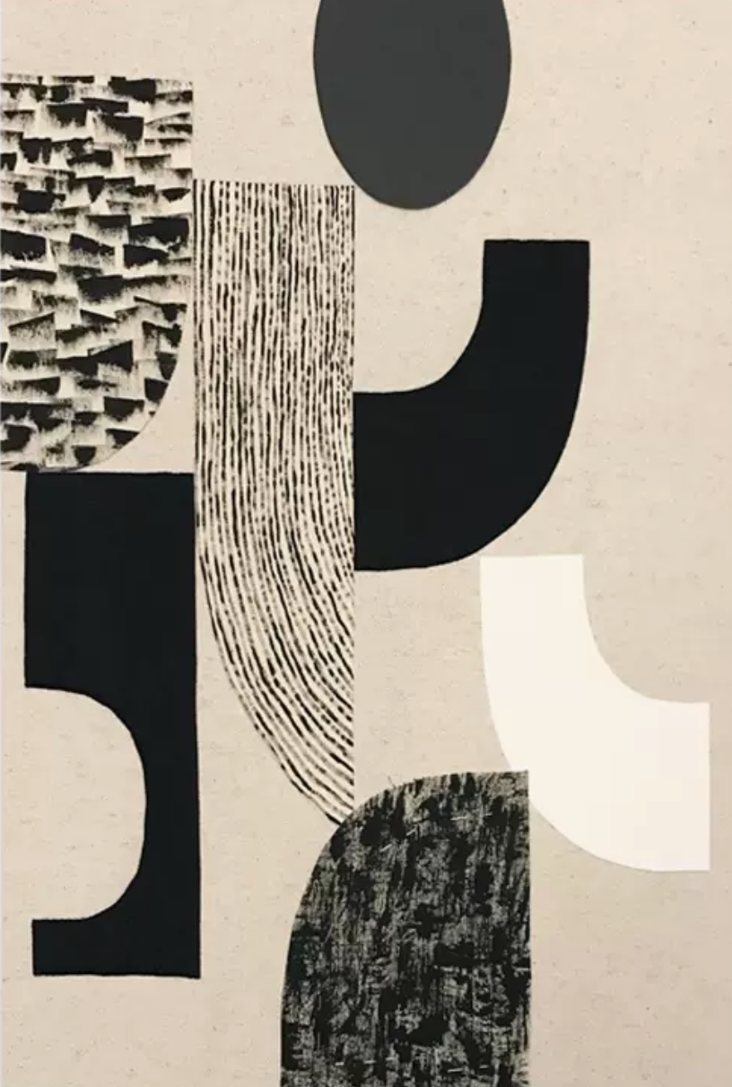 Large abstract canvas print, Minimalist IV, impactful black and white art for spacious rooms.