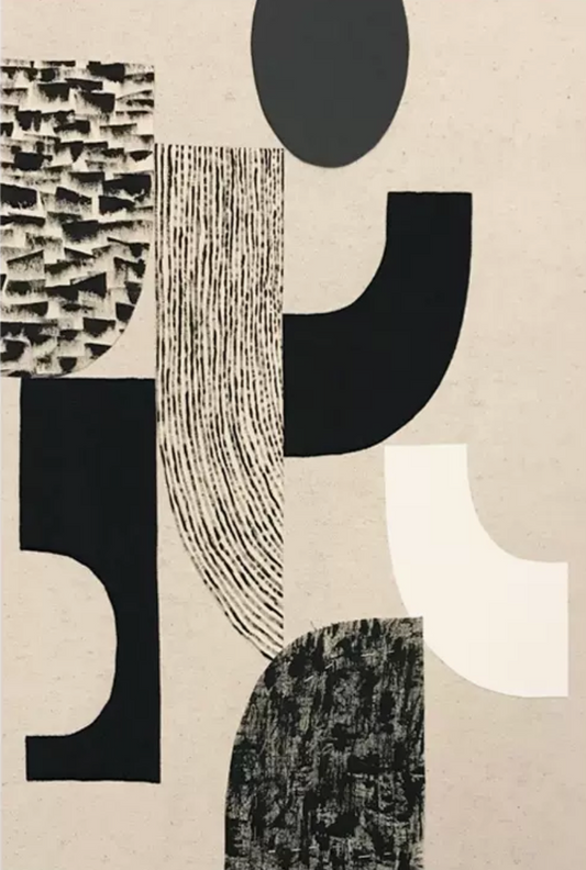 Large abstract canvas print, Minimalist IV, impactful black and white art for spacious rooms.