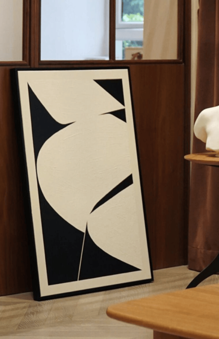 Contemporary monochrome art, Minimalist V, ready to hang canvas, designer wall art.