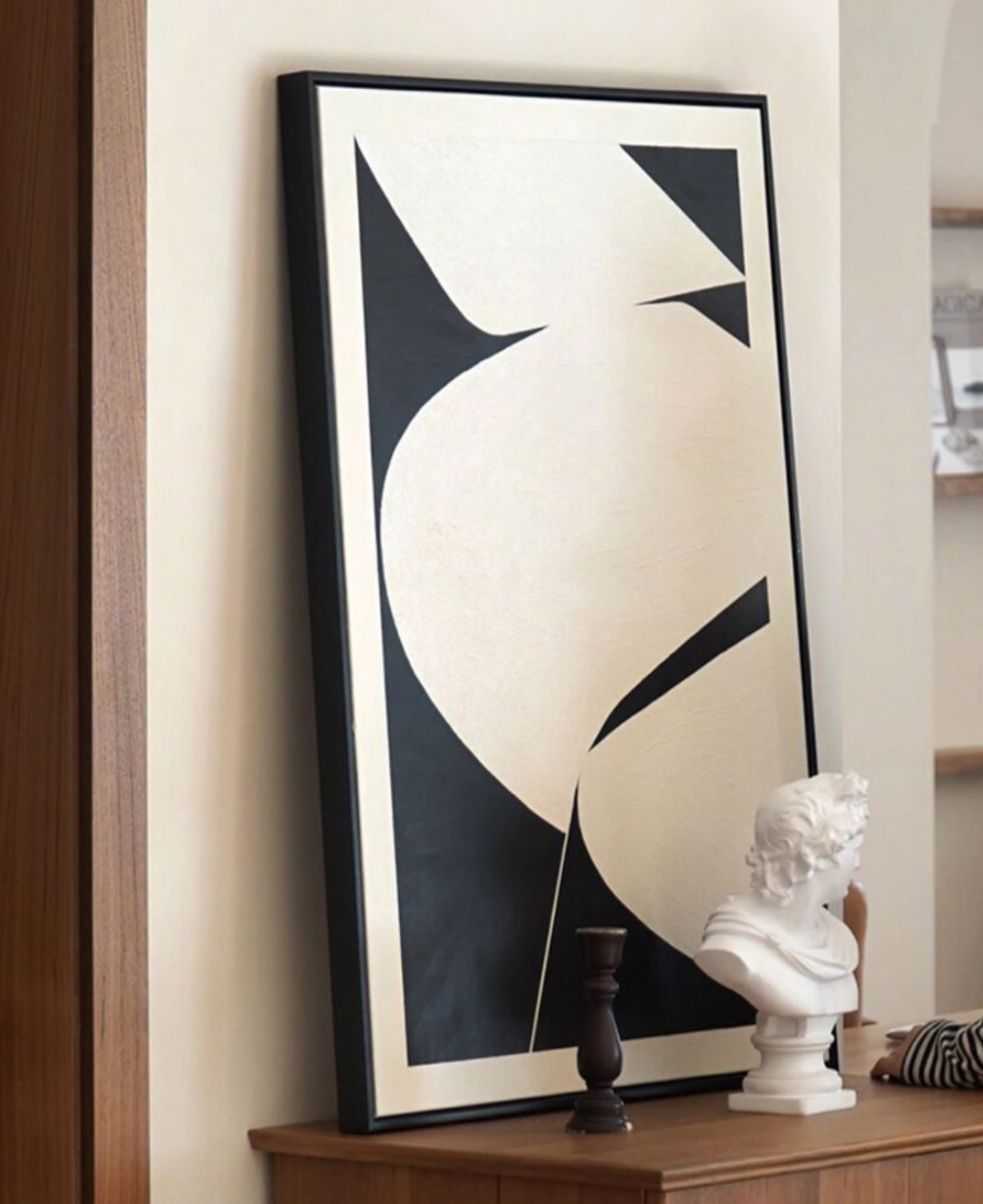 Contemporary monochrome art, Minimalist V, ready to hang canvas, designer wall art.