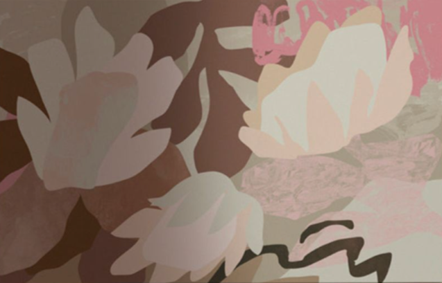 Courtyard IV: Abstract landscape wall art, stretched canvas, designed to complement other collection pieces.