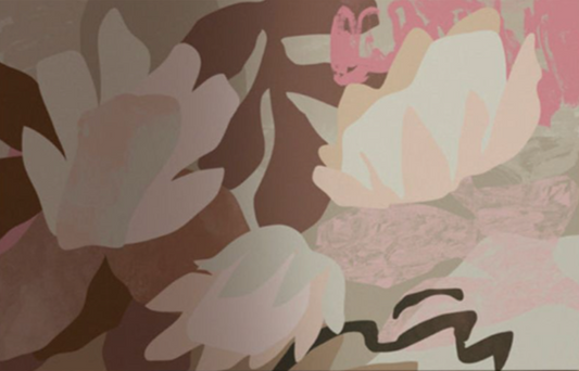 Courtyard IV: Abstract landscape wall art, stretched canvas, designed to complement other collection pieces.
