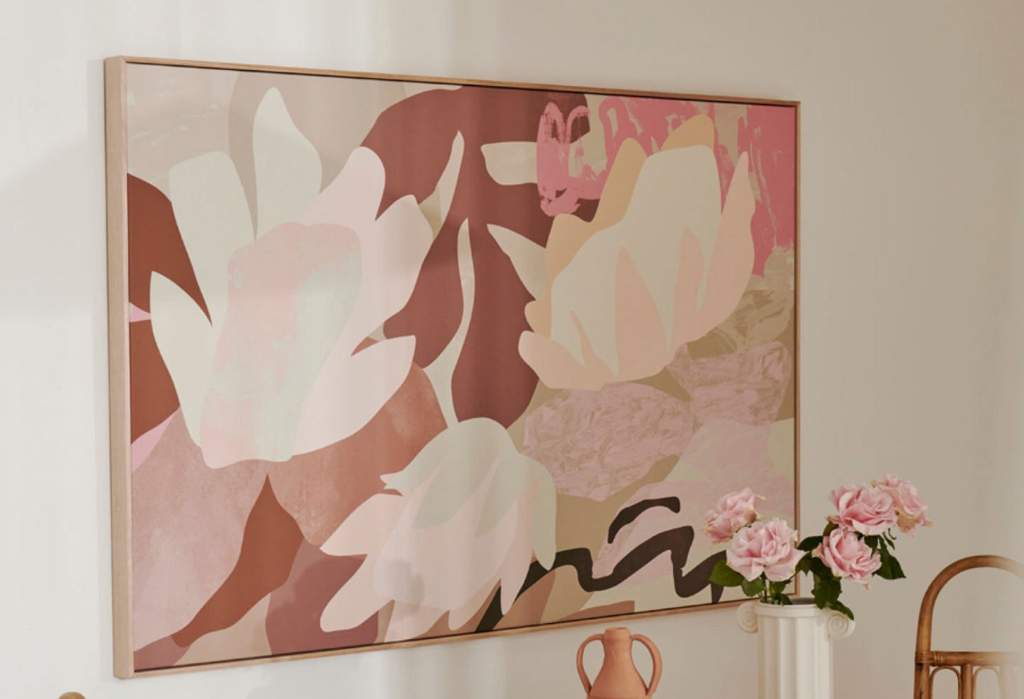 Courtyard IV: Abstract landscape wall art, stretched canvas, designed to complement other collection pieces.