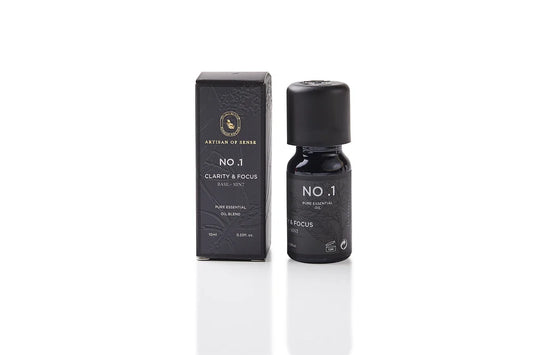 Aroma: Basil & Mint for Clarity & Focus. Single bottle of natural essential oil.