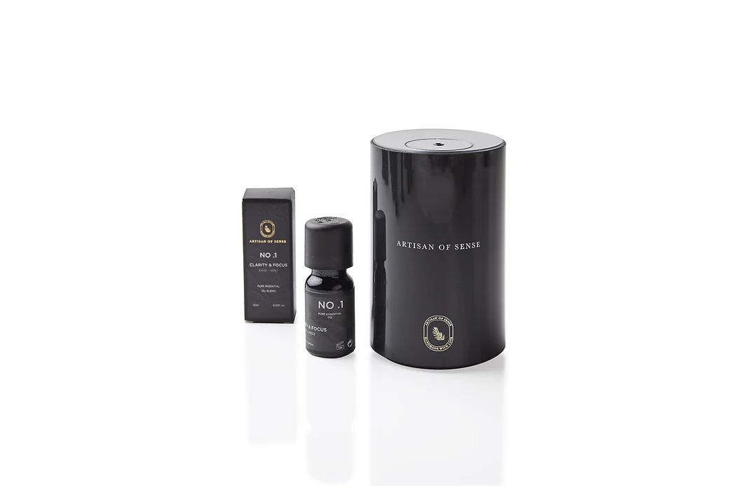 Aroma: Basil & Mint for Clarity & Focus. Single bottle of natural essential oil.