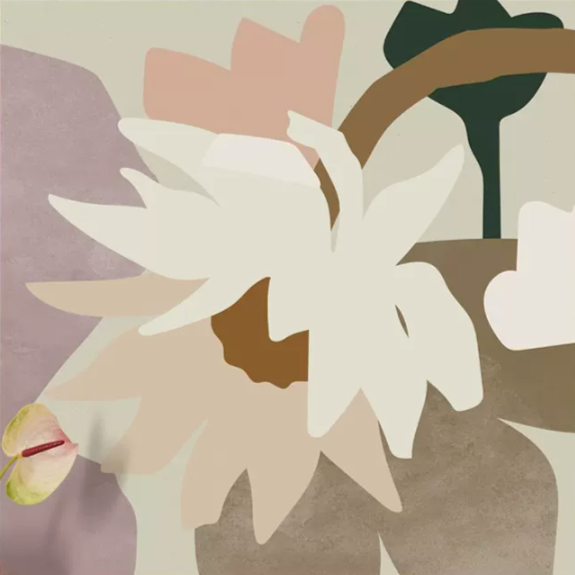Daisy Dance II: Botanical art print, framed, arrives ready to display, hanging tools provided.