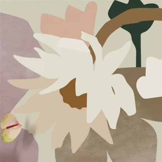 Daisy Dance II: Botanical art print, framed, arrives ready to display, hanging tools provided.