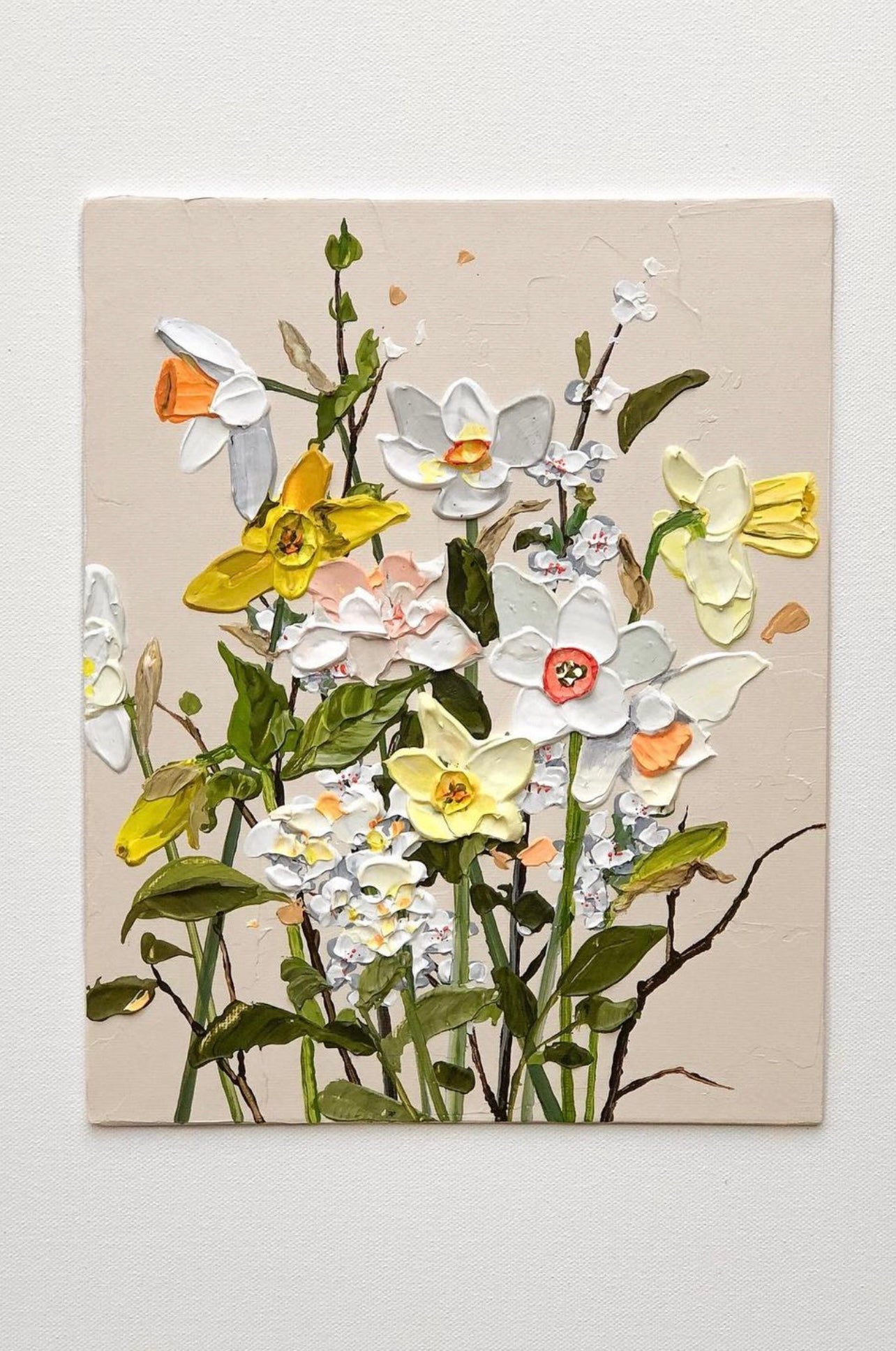Hand-painted canvas: Blooms of Bliss III - serene, delicate flowers.
