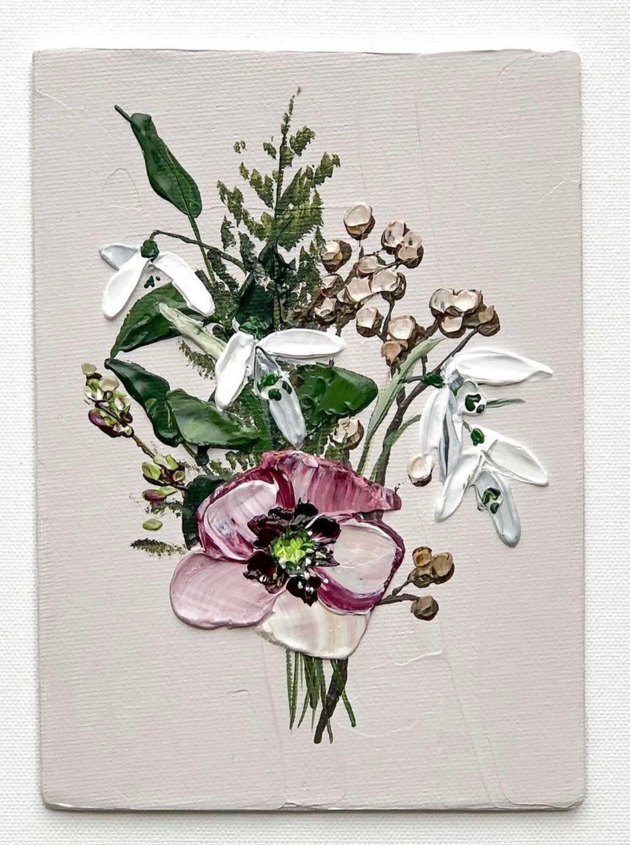 Bouquet III: Artisan wall art, hand-painted on canvas, a stunning piece of home decor.