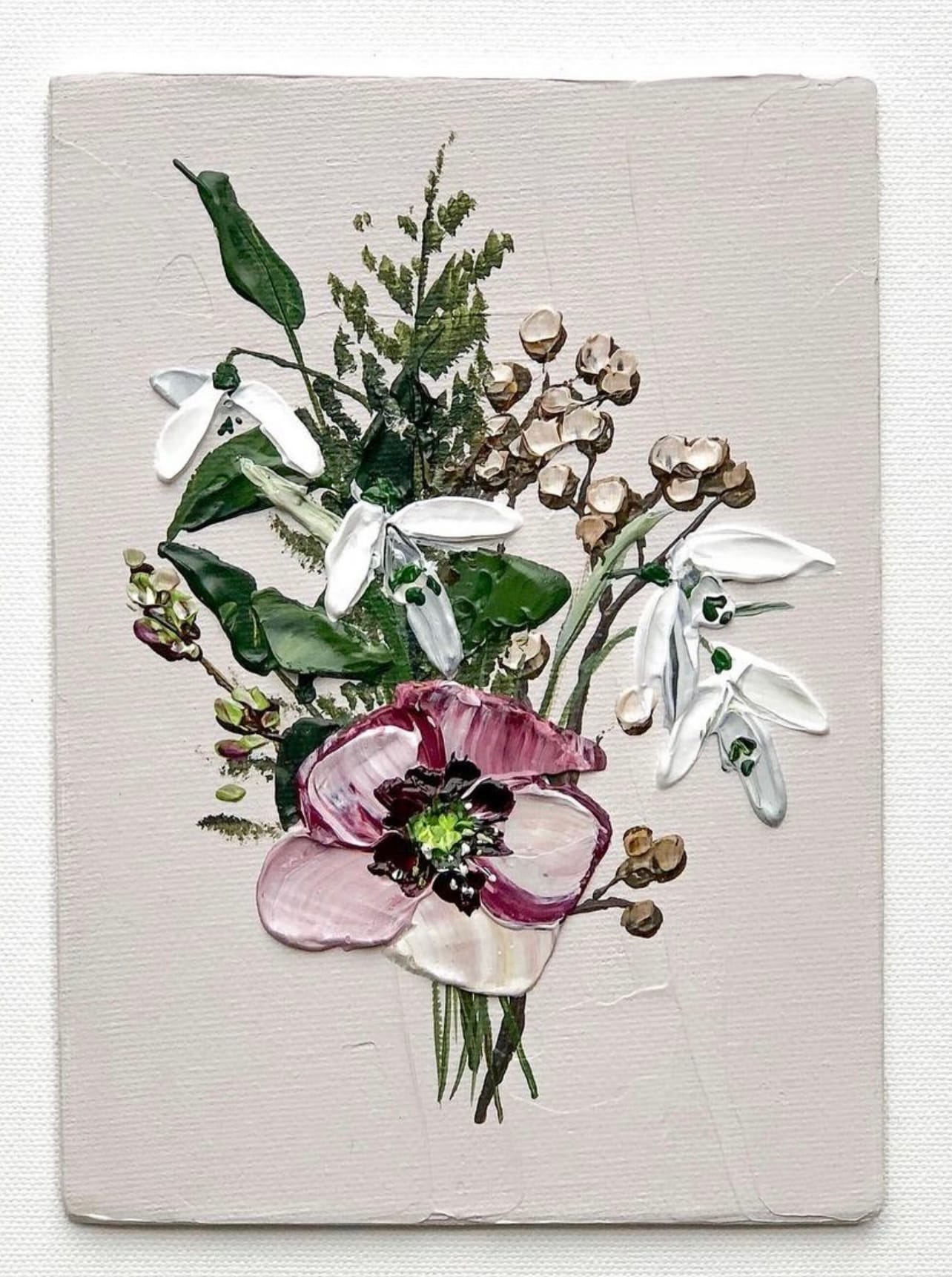 Bouquet III: Artisan wall art, hand-painted on canvas, a stunning piece of home decor.