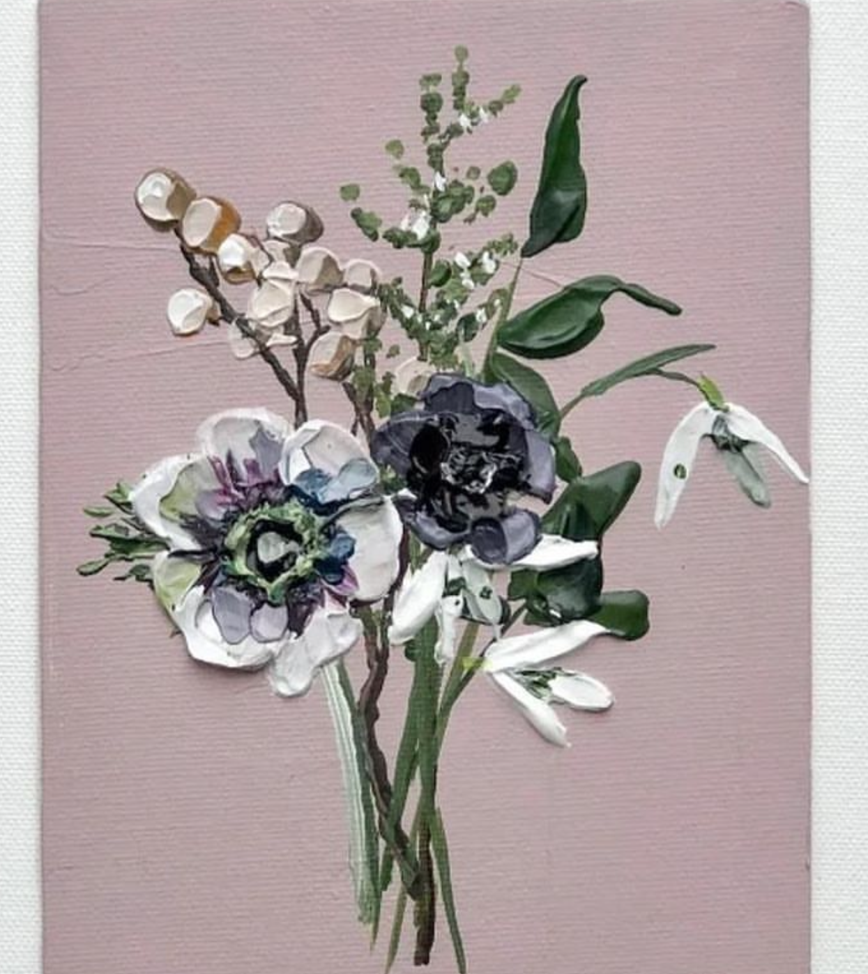 Bouquet II: Contemporary wall art, hand-painted acrylic on canvas, ready to enhance your home.