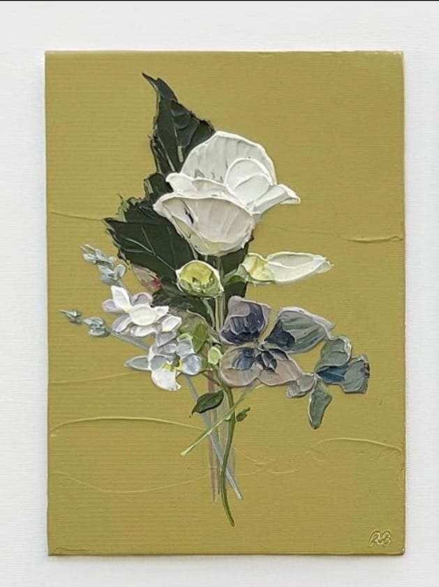Tranquil floral wall art: Step into Bouquet VII - hand-painted, canvas, home decor.