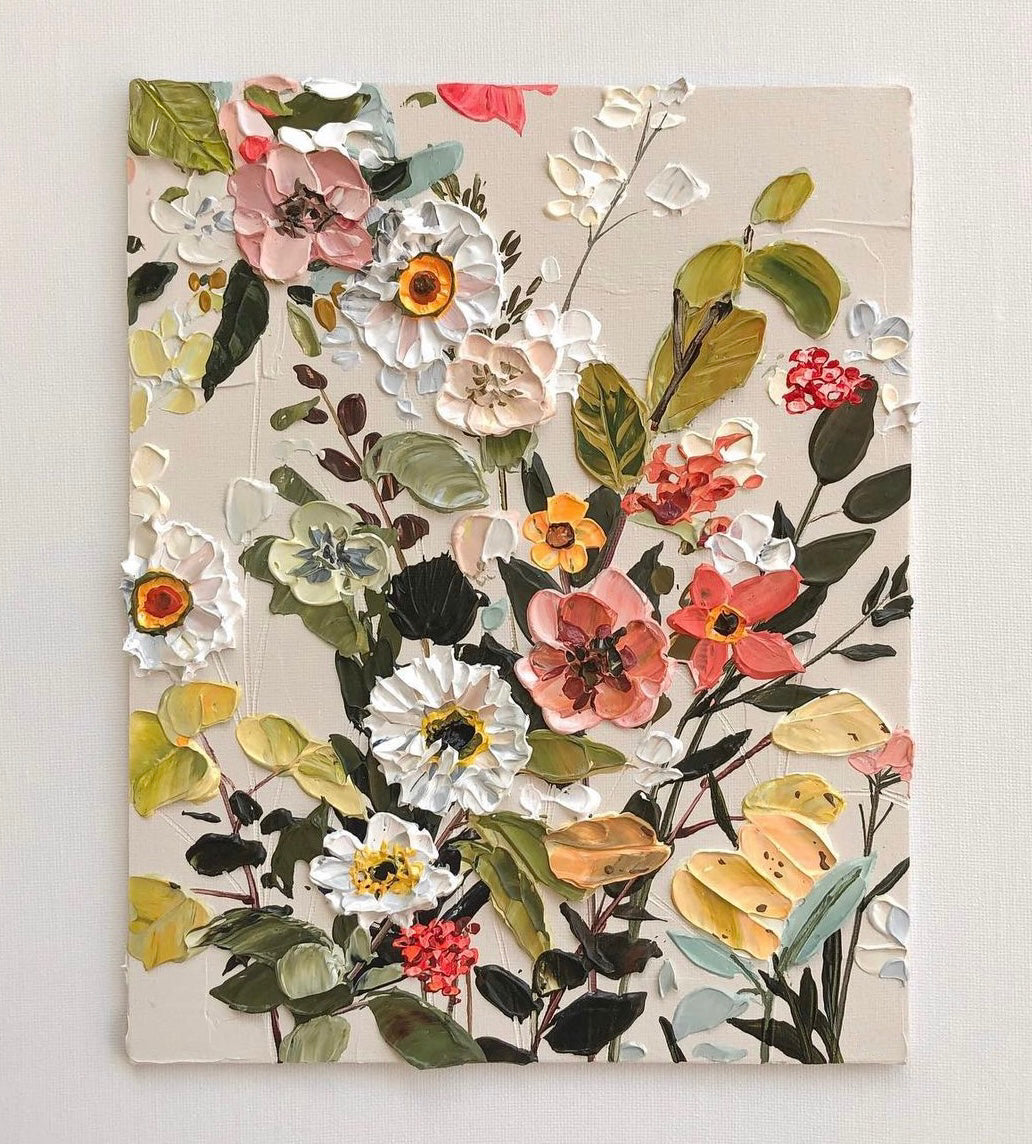 Muted Pink Floral art: Daydreams I - ready to hang, protected varnish.