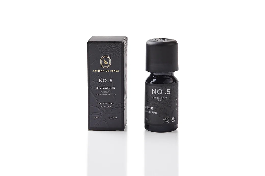 Aroma: Citrus Lavender Lime to Invigorate. Small bottle of potent essential oil.