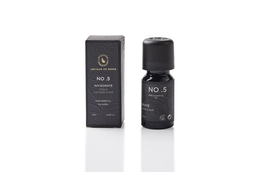 Aroma: Citrus Lavender Lime to Invigorate. Small bottle of potent essential oil.
