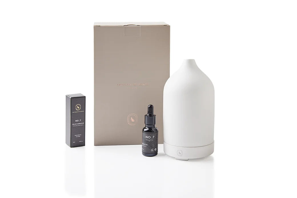 Aroma: Vetiver Lemon Tea Tree to Relax Breathe. Fragrant essential oil in protective packaging.