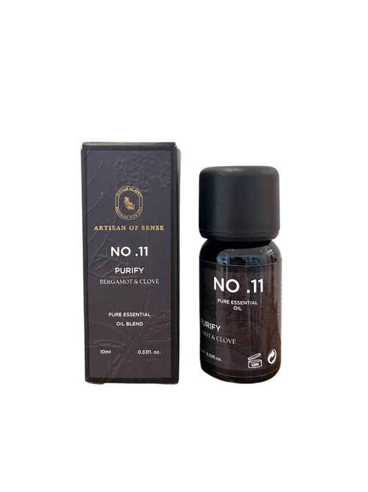 Aroma: Bergamot & Clove for Purify. Single essential oil bottle for holistic well-being.