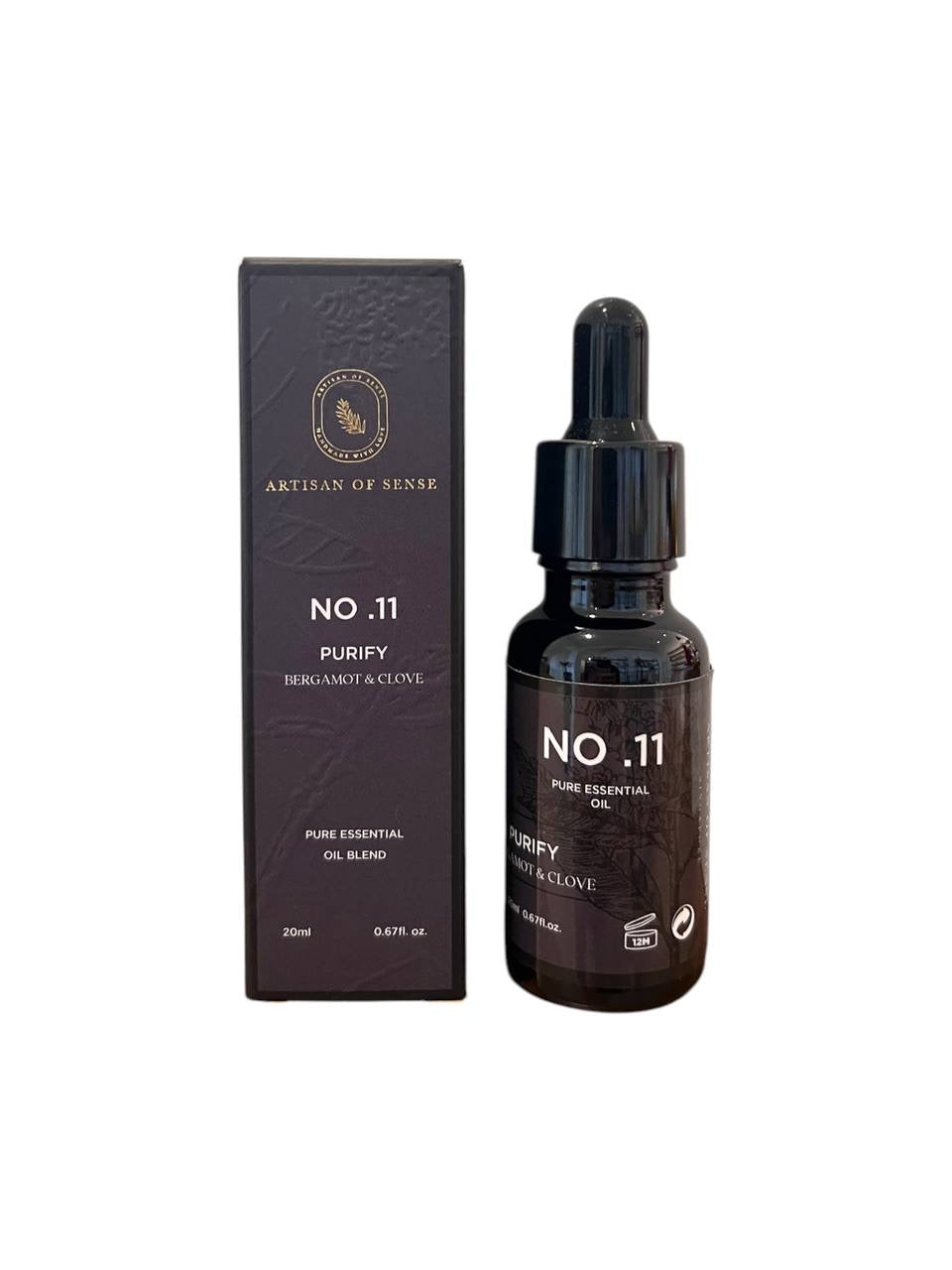 Aroma: Bergamot & Clove for Purify. Single essential oil bottle for holistic well-being.