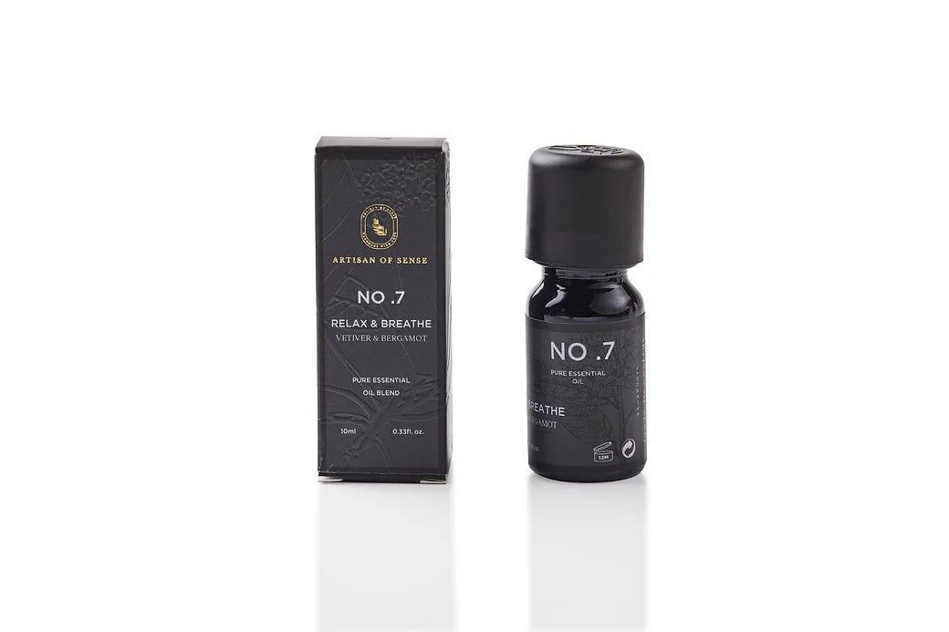 Aroma: Vetiver Lemon Tea Tree to Relax Breathe. Fragrant essential oil in protective packaging.