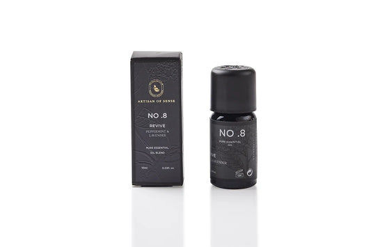 Aroma: Peppermint Lavender for Revive. Individual vial of therapeutic-grade essential oil.
