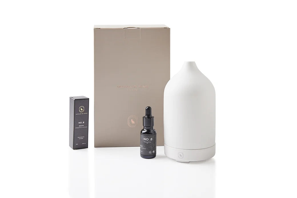 Aroma: Peppermint Lavender for Revive. Individual vial of therapeutic-grade essential oil.