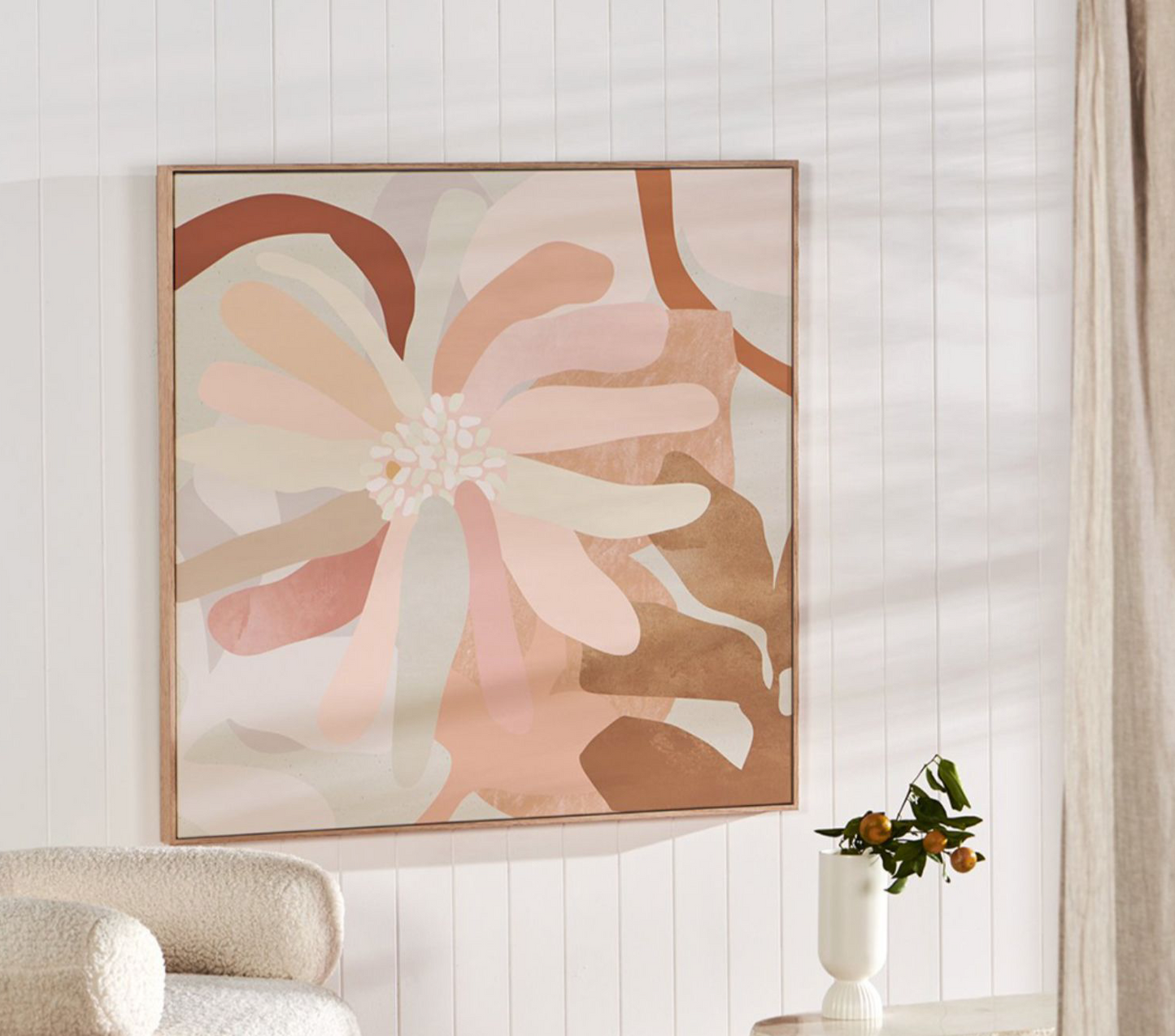 Spring I: Abstract art, professionally framed in engineered wood, complements modern interiors.