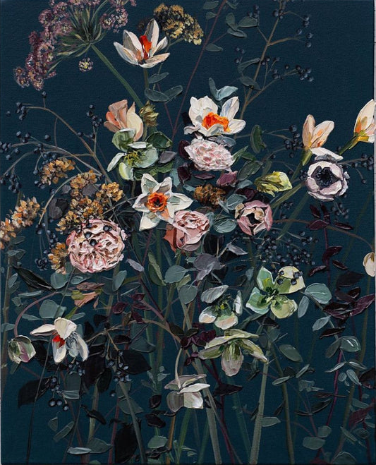 Handpainted Art. Floral painting. Dark florals. Nature-inspired. Wall Art Collection. Home Decoration. Best painting for home/house. Best painting for new home/house.