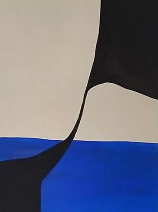 High contrast abstract art, Vestige XVI, striking black and white canvas, visual impact.