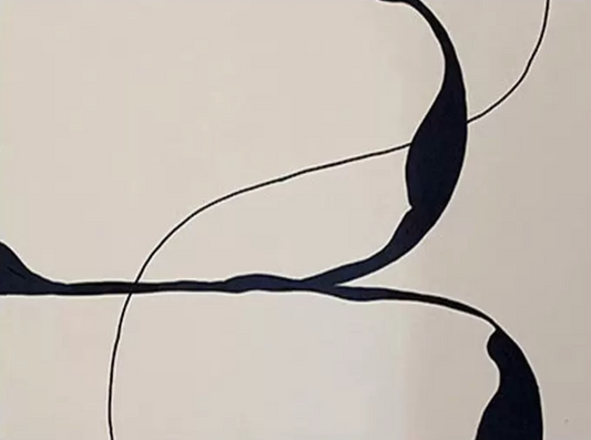 Minimalist home decor black white, Vestige VI, abstract canvas painting, bedroom wall art.