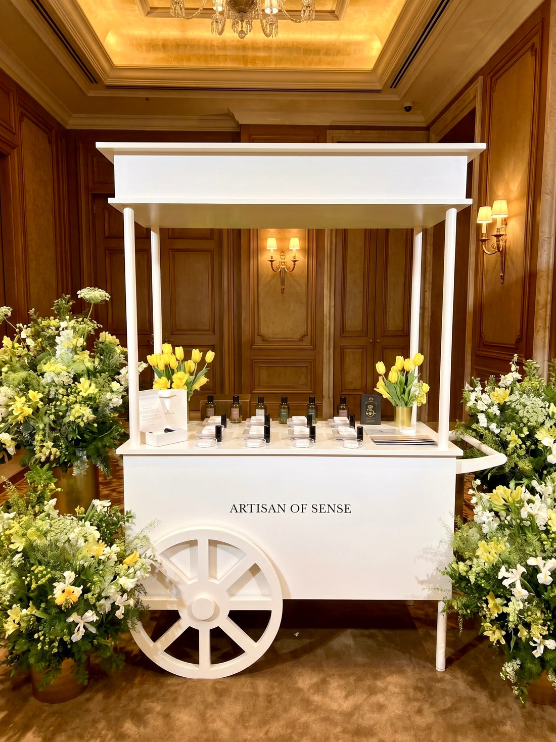 Handcrafted botanical VIP scent bar station setup featuring natural essential oil blending bottles by Artisan of Sense Singapore.