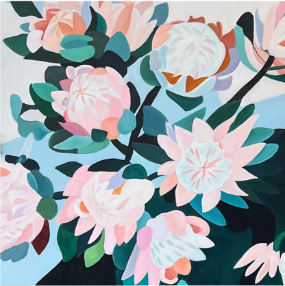 Handpainted Art. Floral painting. Lotus painting. Nature-inspired. Wall Art Collection. Home Decoration.