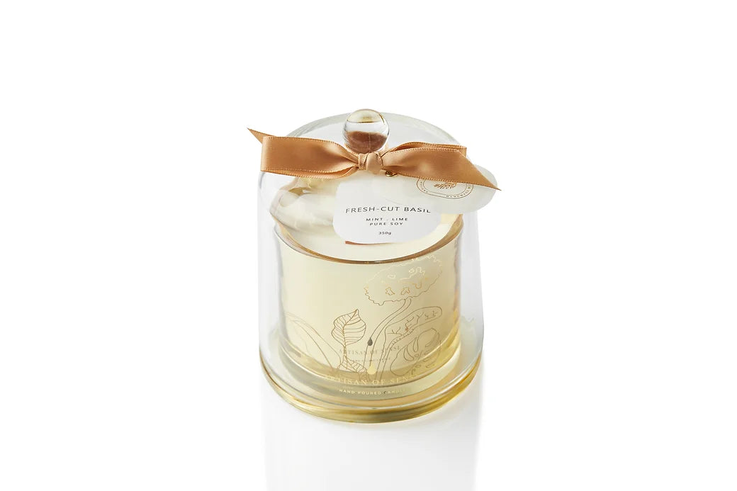 Scented Soy candles with wooden wicks. Natural fragrances. Fresh-cut Basil. Lavender, Musk, Oud, Orange Blossom. Handcrafted in Singapore
