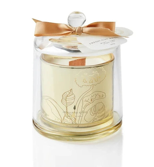 Scented Soy candles with wooden wicks. Natural fragrances. Fresh-cut Basil. Lavender, Musk, Oud, Orange Blossom. Handcrafted in Singapore