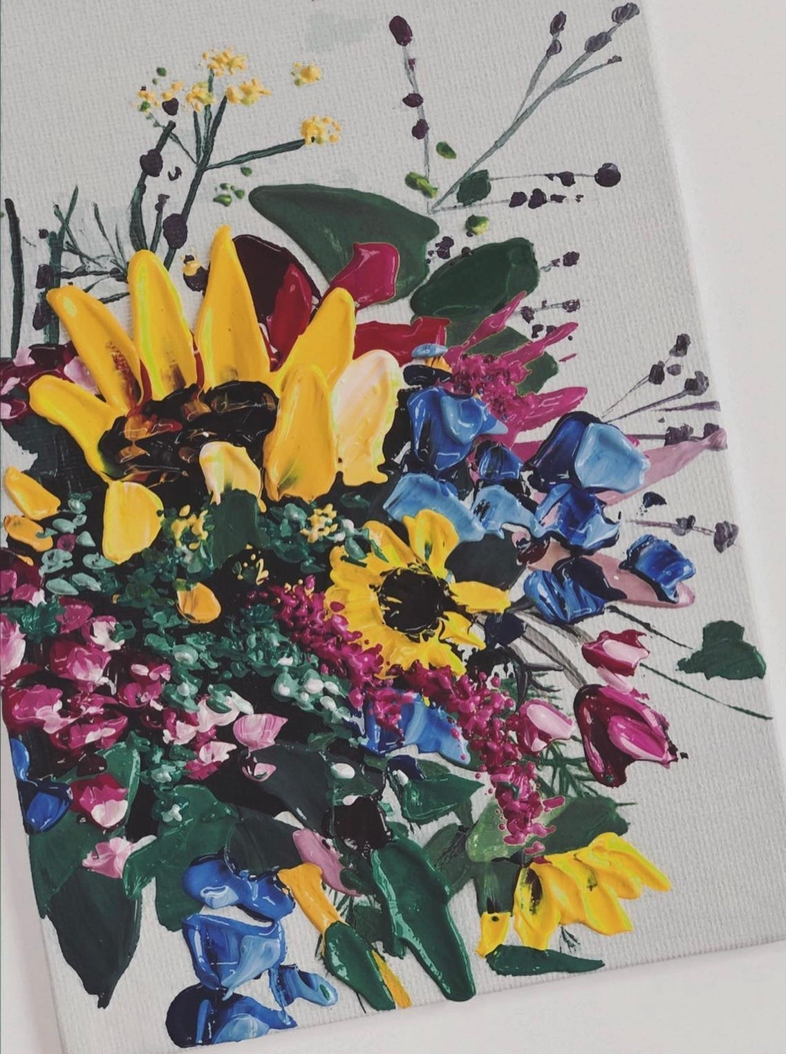Bouquet I: Artisan wall art, hand-painted on canvas, a stunning piece of home decor.
