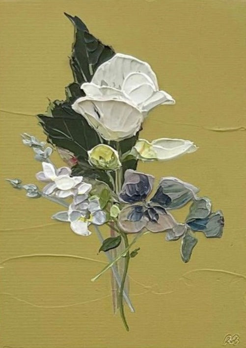 Tranquil floral wall art: Step into Bouquet VII - hand-painted, canvas, home decor.