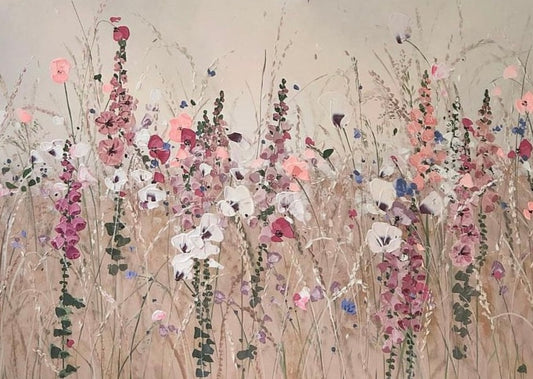 Serene Light Pink Floral Palette painting: Hand-painted canvas art, ready to hang.