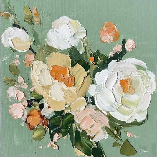 Bring nature indoors with Peonies I: Hand-painted botanical art on stretched canvas.
