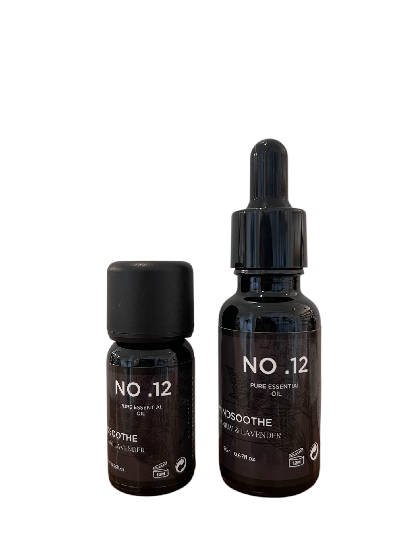 Aroma: Geranium & Lavender for Mindsoothe. Concentrated aroma in a bottle of essential oil.