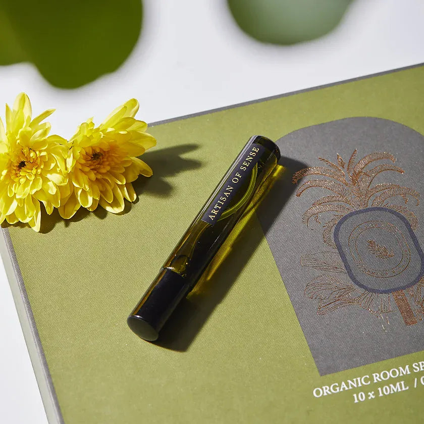 Travel-size botanical body and room mist rollerball by Artisan of Sense, filled with alcohol-free plant-based fragrance. Handcrafted at our Joo Chiat atelier in Singapore for on-the-go personal scenting, handbag-friendly wellness rituals, and discovering the natural fragrance range.