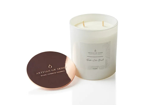 Fresh-Cut Basil scented soy candle in a white glass vessel, Singapore handcrafted with pure essential oils